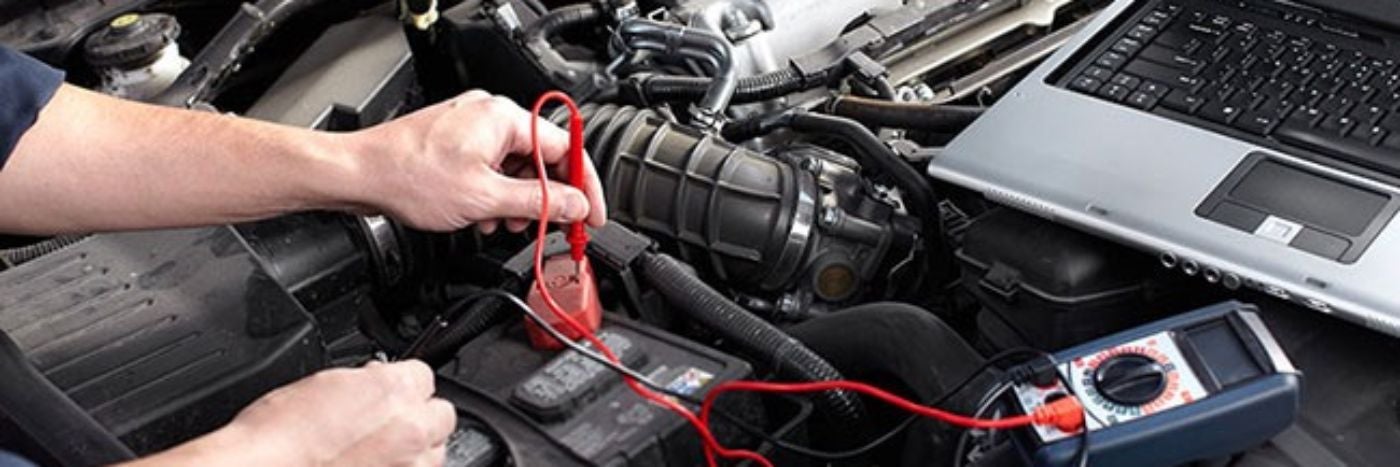 close up view of vehicle diagnostic test being performed